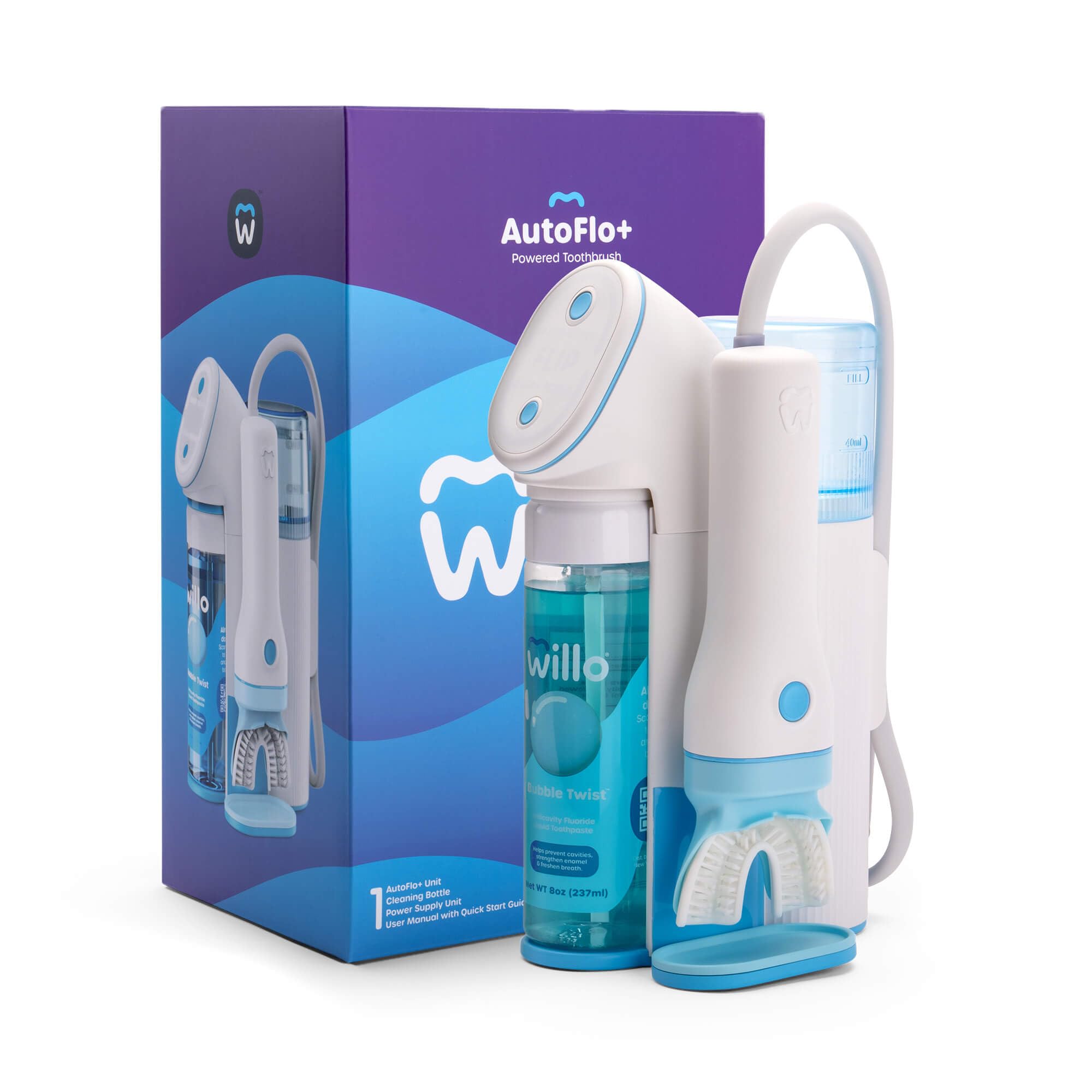 Willo Fully Automatic Kids U-Shaped Electric Toothbrush - 2 Brushing Timers, Deep-Cleans, Consistent Results, Eliminates Brushing Mistakes - Berry Splash (Small - Kids Ages 5-7 Years)